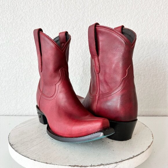 Lane Boots Shoes - NEW Lane EMMA JANE Red Cowboy Boots Womens Size  7.5 Western Leather Short Ankle